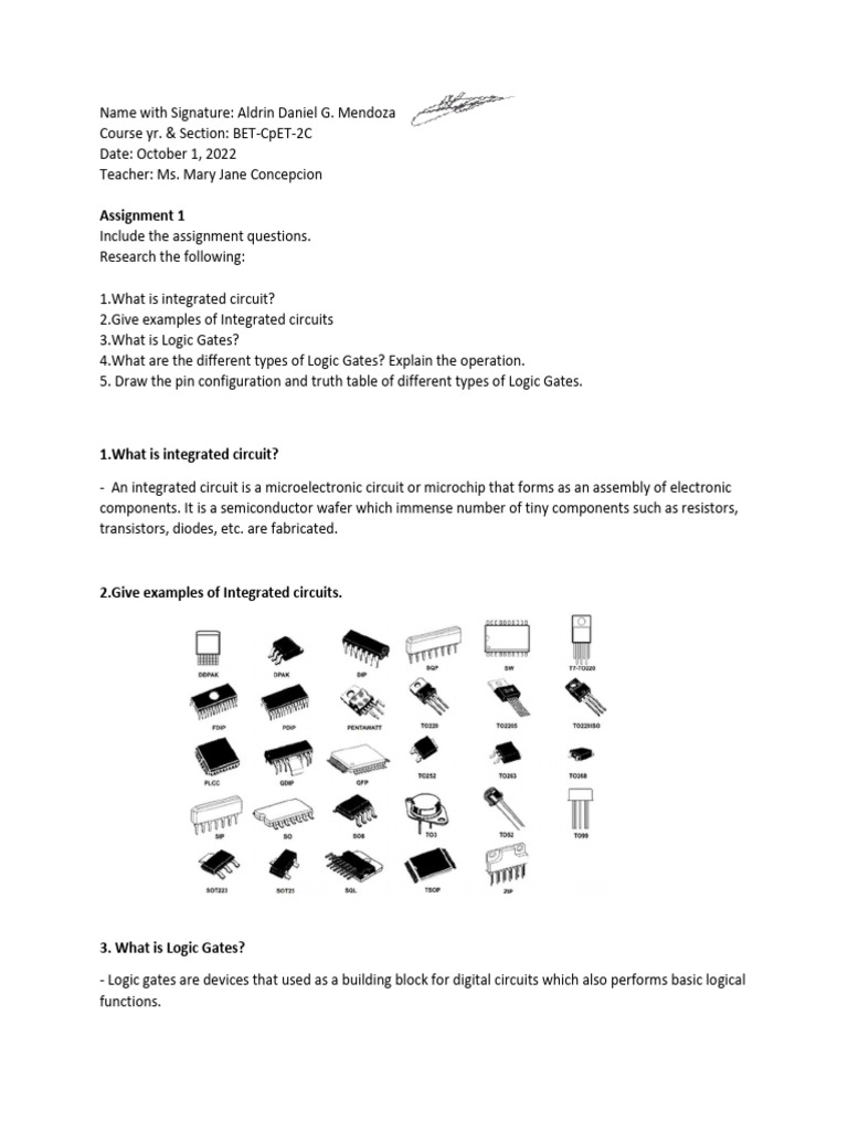 Integrated Circuits and Logic Gates Overview | PDF | Logic Gate ...