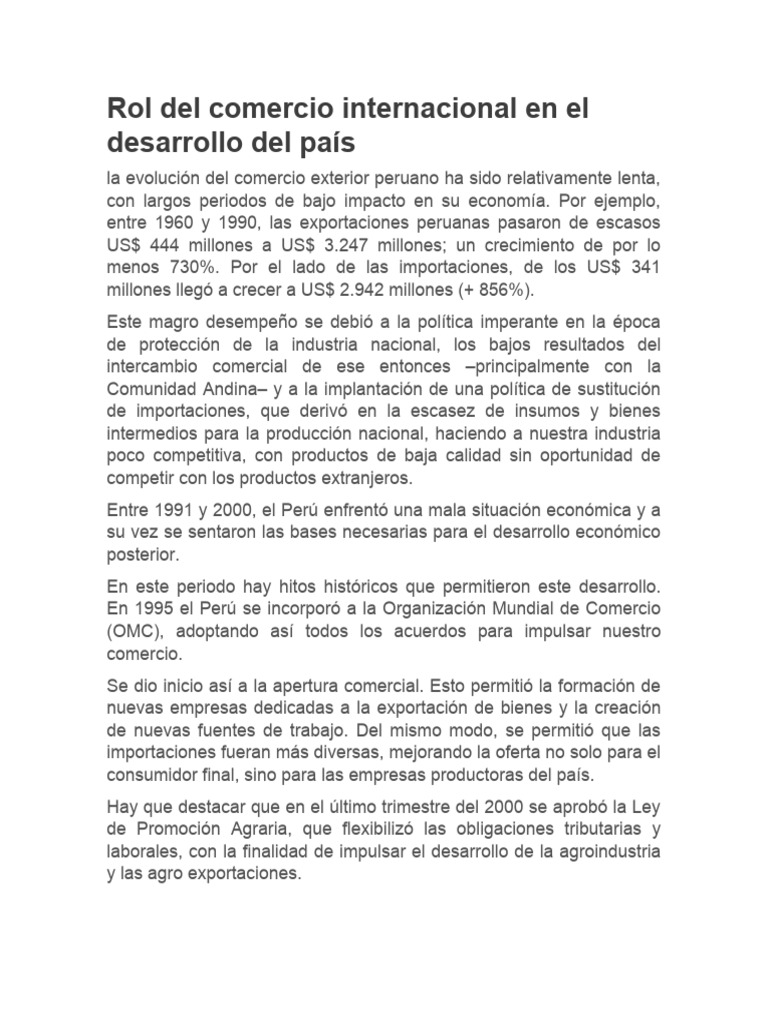 Evolución del Comercio Internacional en Perú | PDF | El comercio ...