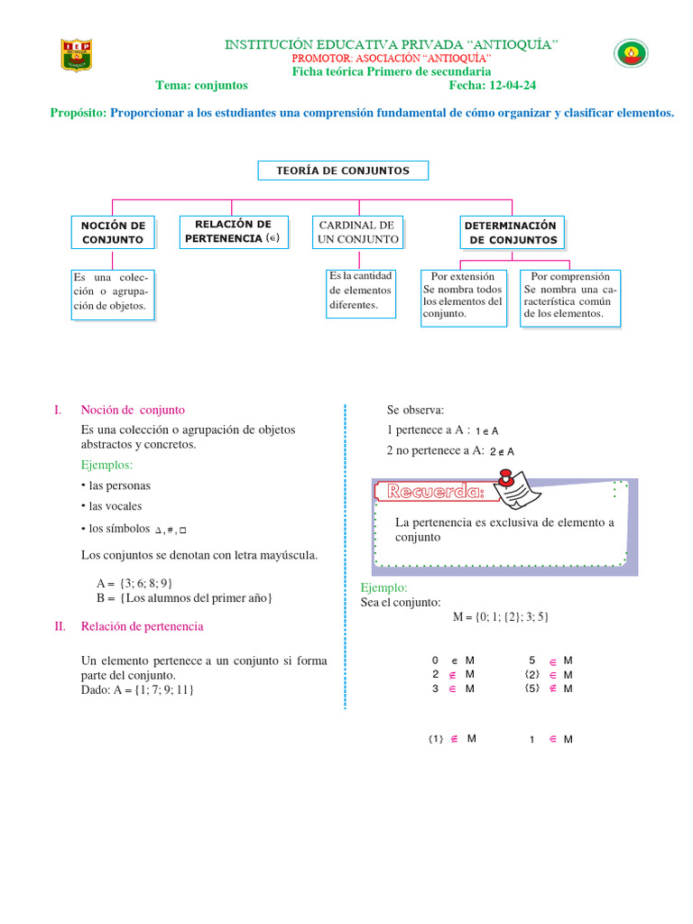 Teoría de Conjuntos para Secundaria | PDF | Conjunto (Matemáticas ...