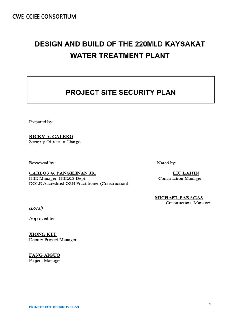 Project site security plan mjs pdf security guard closed circuit