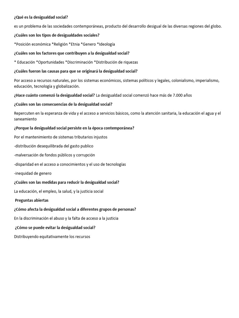 Definición y ejemplos de desigualdad social | PDF