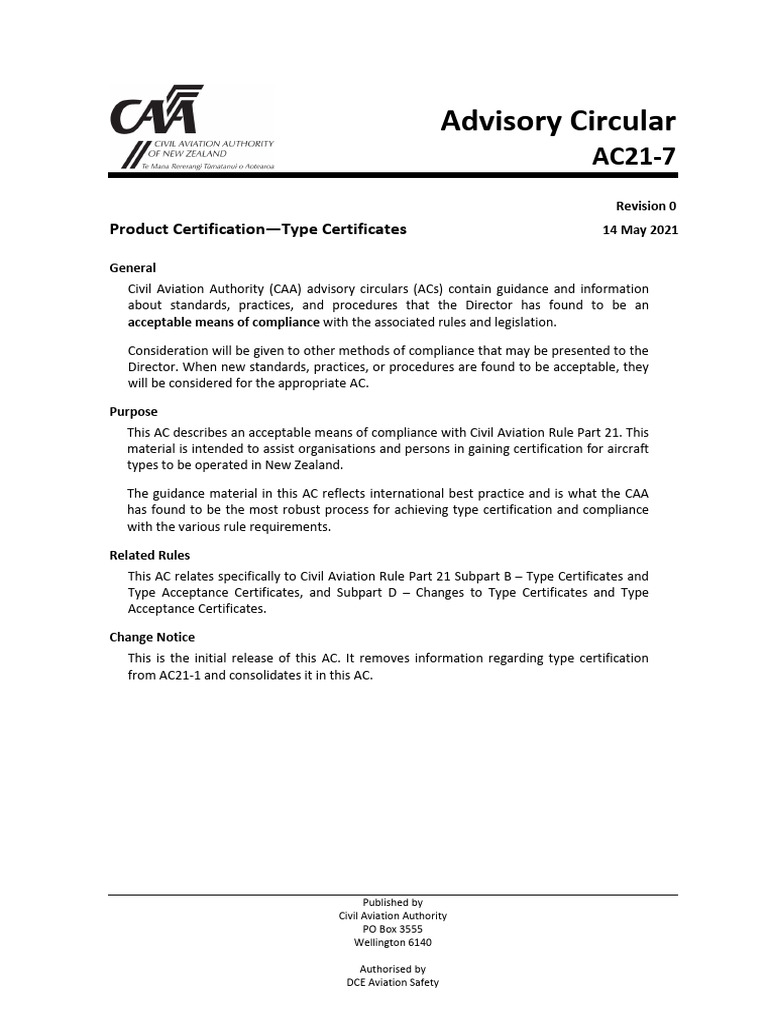 Type Certification Guidance for Aircraft | PDF | Flight Test