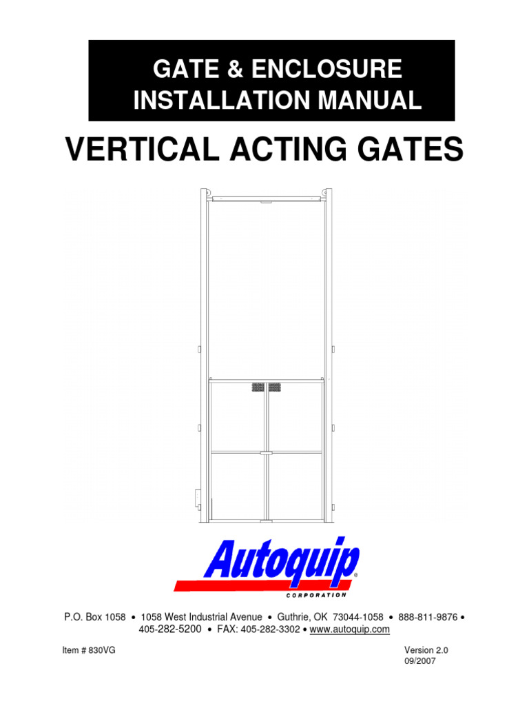 Vertical Gate Installation Manual | PDF | Elevator | Switch