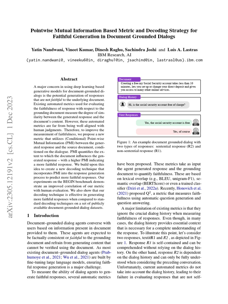 PMI-Based Metric for Faithful Dialogs | PDF | Accuracy And Precision ...