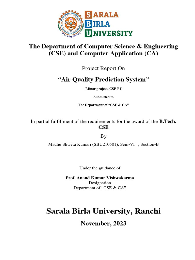 SBU CSE CA Project Report Format PDF Implementation Computing