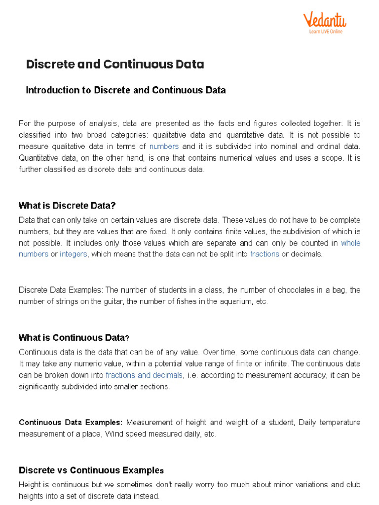 Discrete and Continuous Data | PDF
