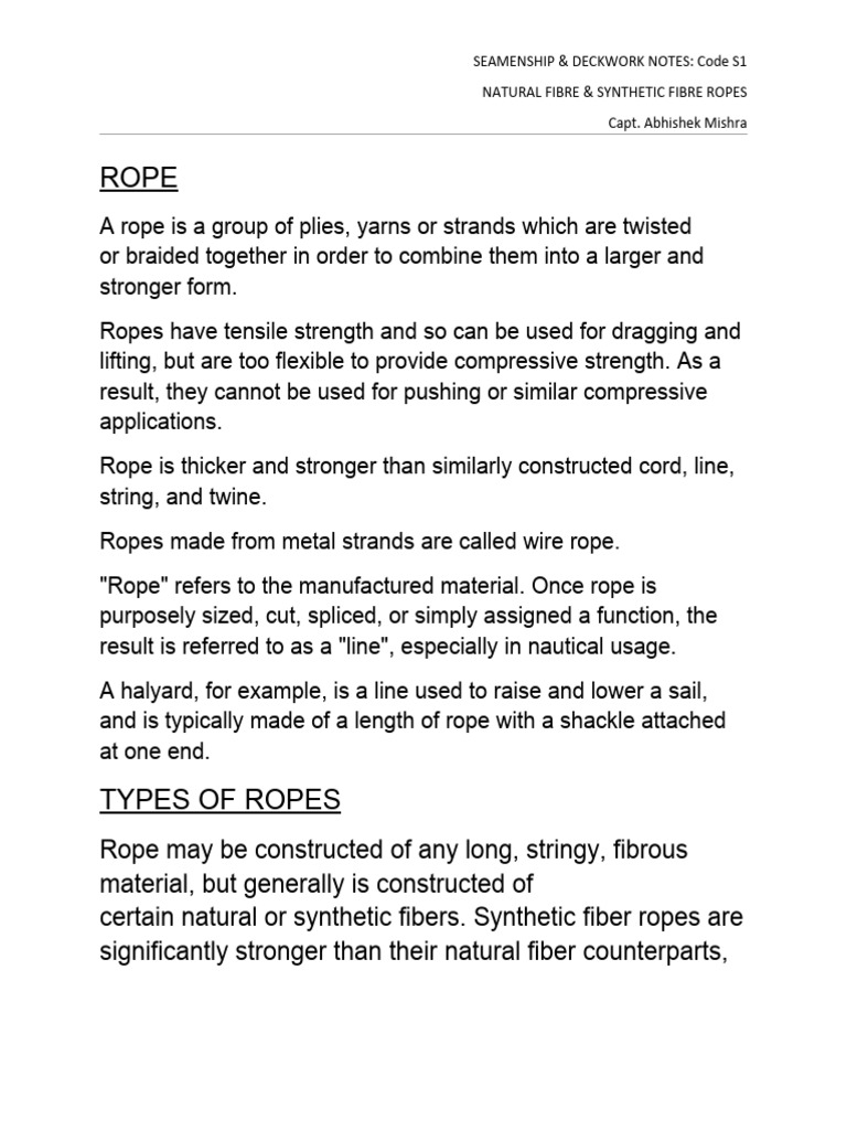 Natural vs Synthetic Fiber Ropes | PDF | Rope | Materials