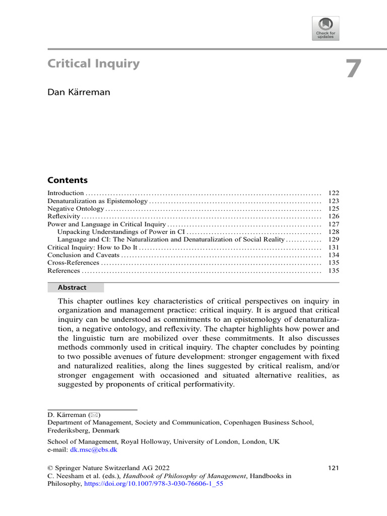 Critical Inquiry in Management Studies | PDF | Discourse | Power ...