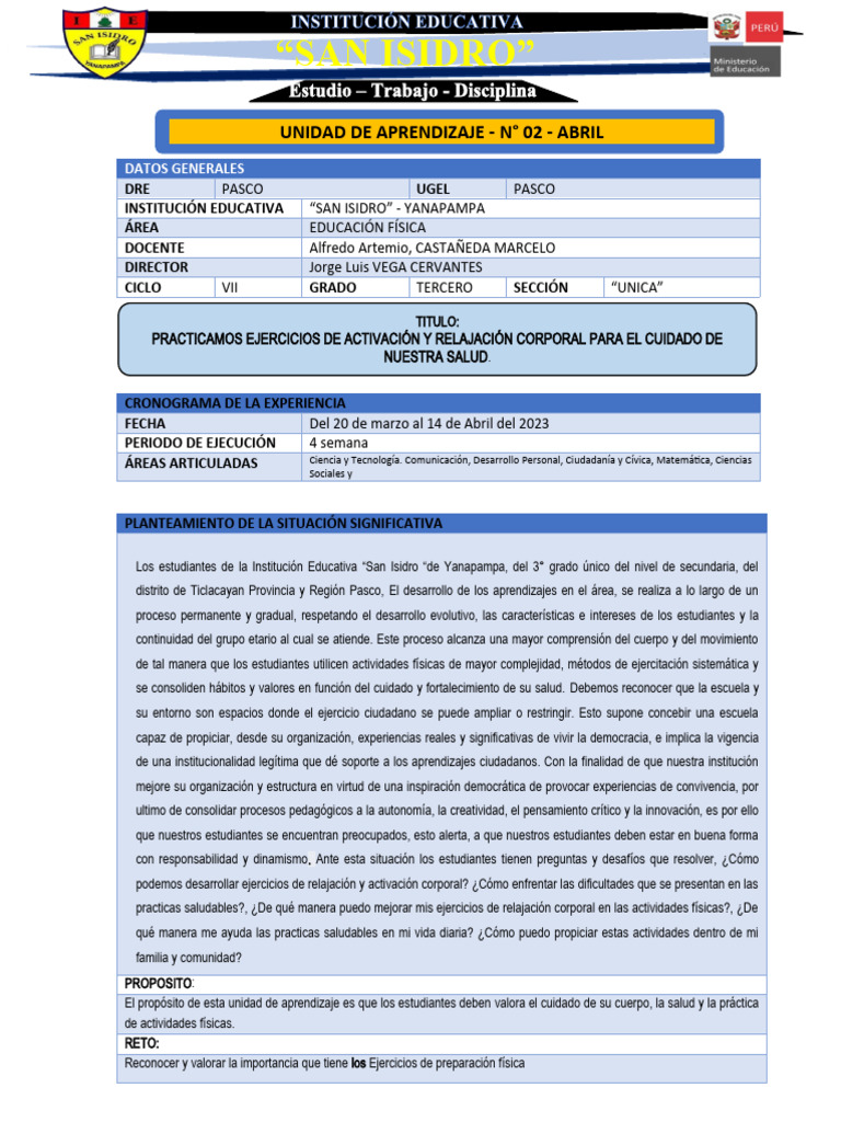 UNIDAD DE APRENDIZAJE #02 - 3ro | PDF | Maestros | Aprendizaje