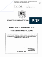 Municipal/Dad Distrital de Va Var!: Plan Operativo Anual 2016 Tercera Reformulacion