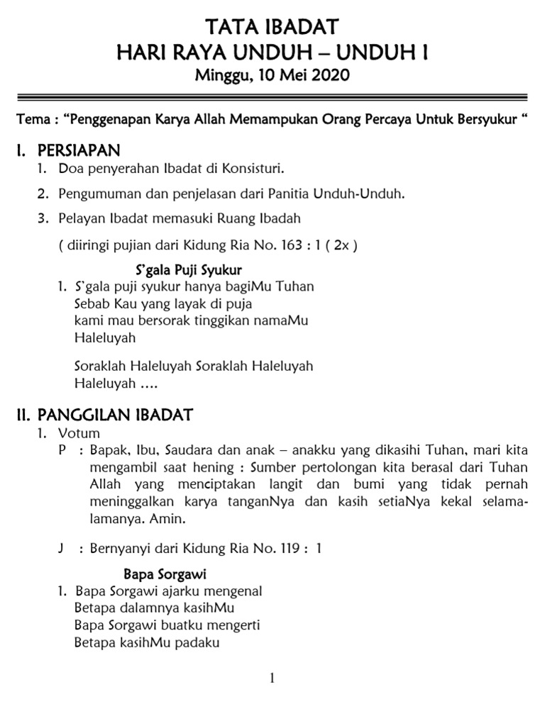 Tata Ibadat Hari Raya Unduh-Unduh | PDF | Agama & Spiritualitas
