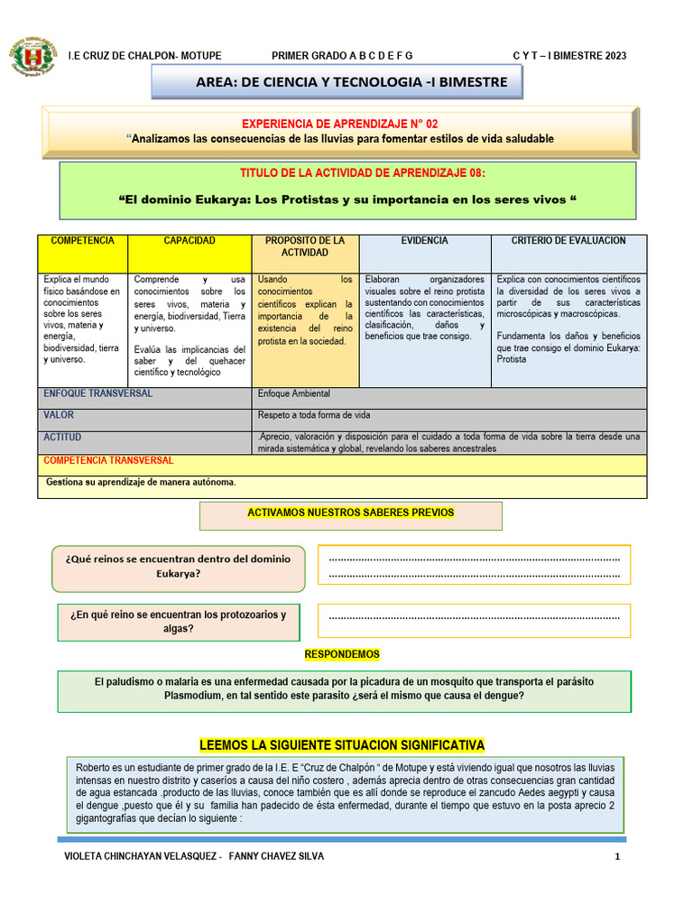 actividad 05 dominio Eukarya -Reino protista | PDF | Malaria | Biología