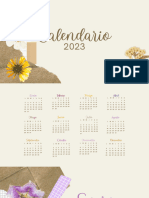 Calendario 2023 Con Recortes Floral Marrón