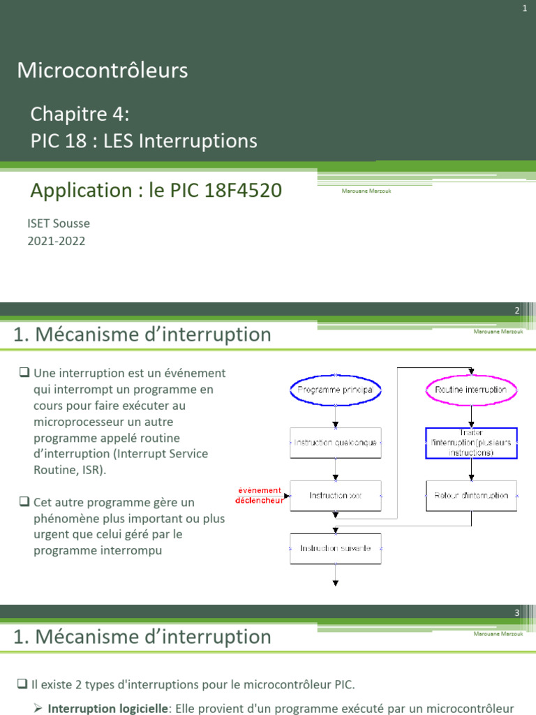 Interruptions du PIC 18F4520 | PDF | Microcontrôleur | Matériel ...
