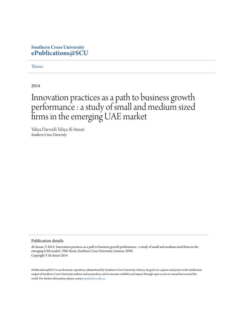Innovation practices as a path to business growth performance a study