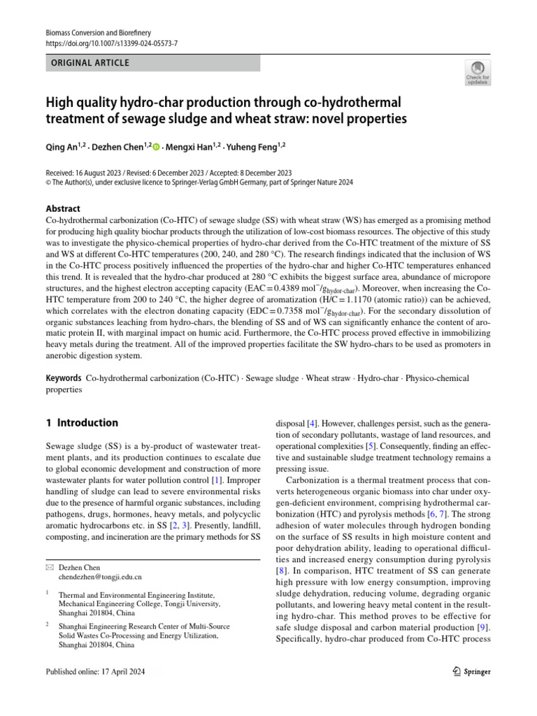 High Quality Hydrochar | PDF | Sewage Treatment | Water Pollution