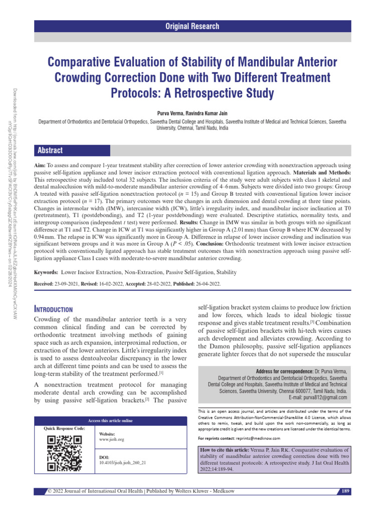 Comparative Evaluation of Stability of Mandibular.12 | PDF | Dental ...