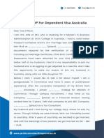 Sample SOP For Dependent Visa Australia
