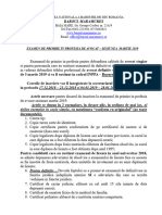 Anunt Examen Primire in Profesia de Avocat - Sesiunea Martie 2019