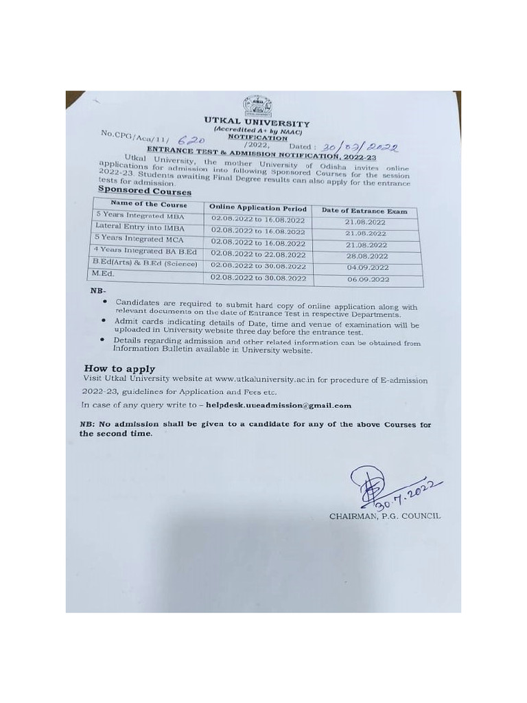 Admission Notice | PDF