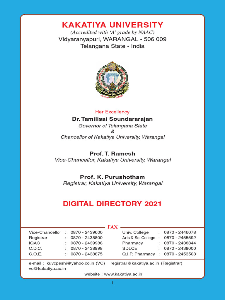 Kakatiya University Overview 2021 | PDF