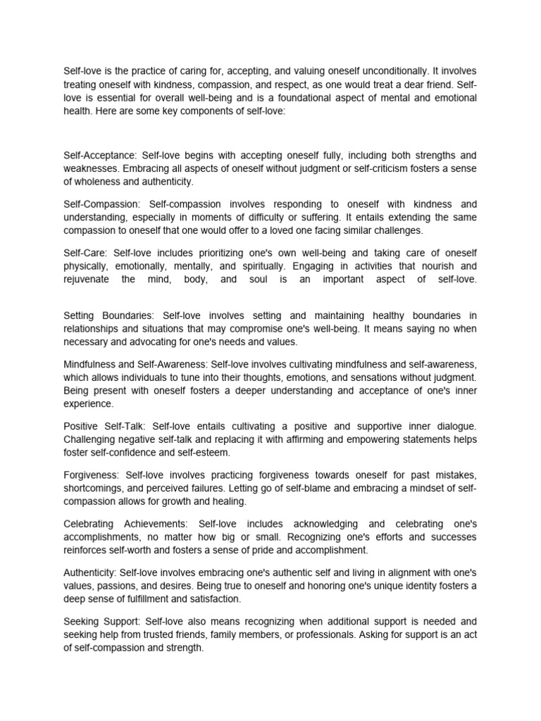 Self Love Pdf Self Esteem Compassion