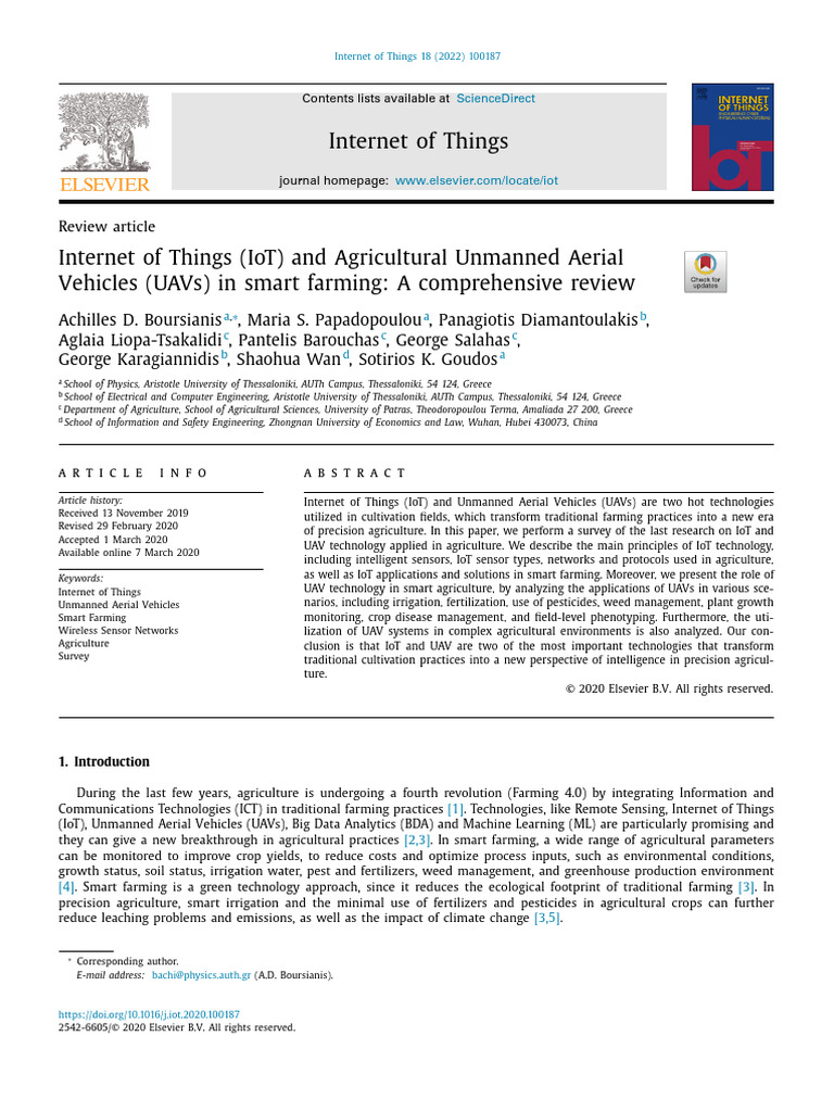 IoT & UAVs in Smart Farming | PDF | Internet Of Things | Wireless ...