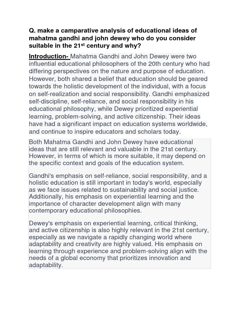 Gandhi and John | PDF | John Dewey | Critical Thinking