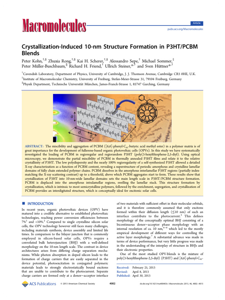 10-nm Structure in P3HT/PCBM Blends | PDF | Applied And ...