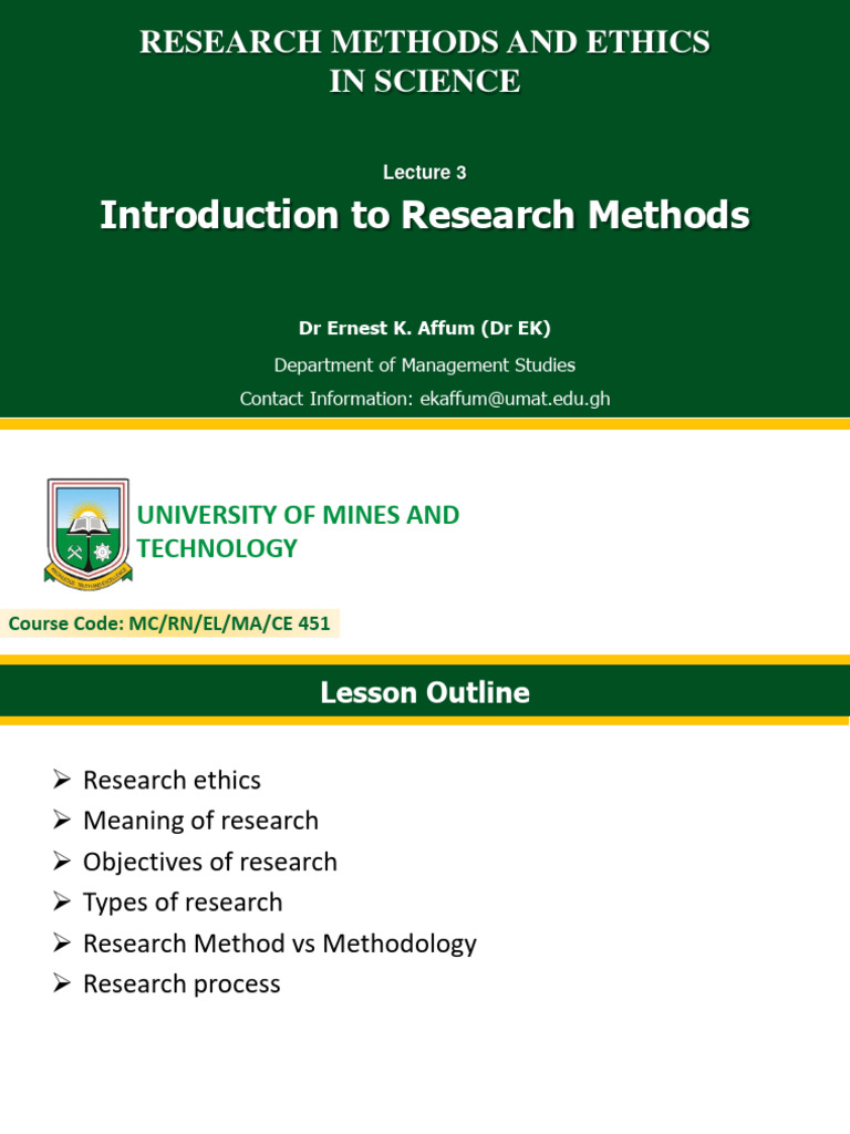 Research Methods Lecture 3 Introduction To Research Pdf