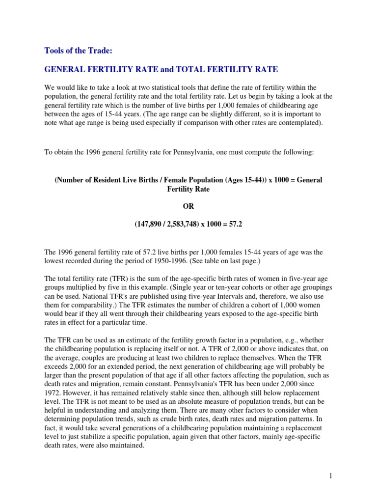 Understanding Fertility Rate Metrics | PDF | Total Fertility Rate
