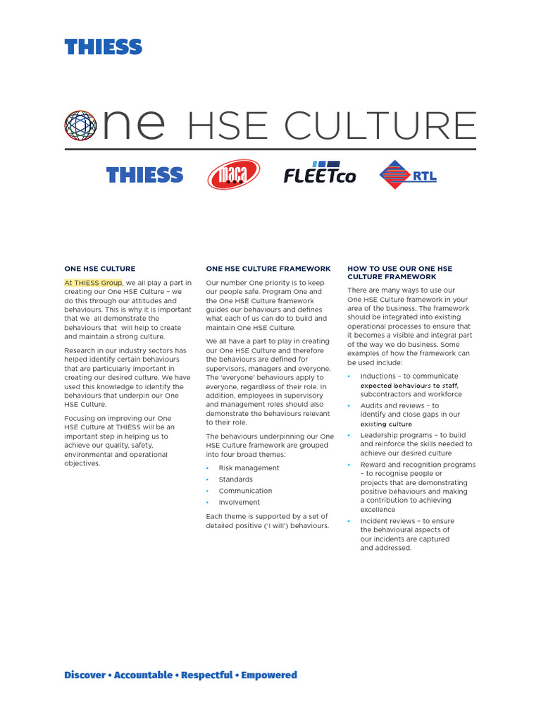 One HSE Culture_EN_v2 | PDF | Risk | Risk Management