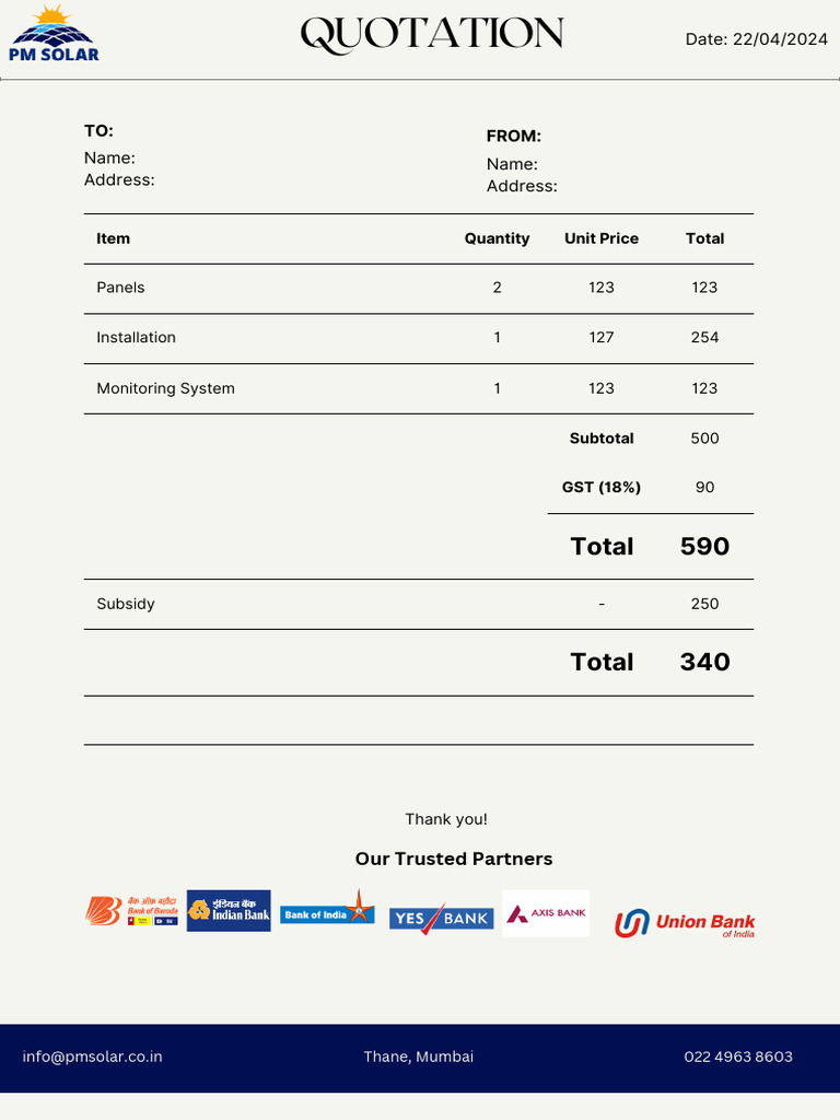 Solar Panel Installation Invoice | PDF