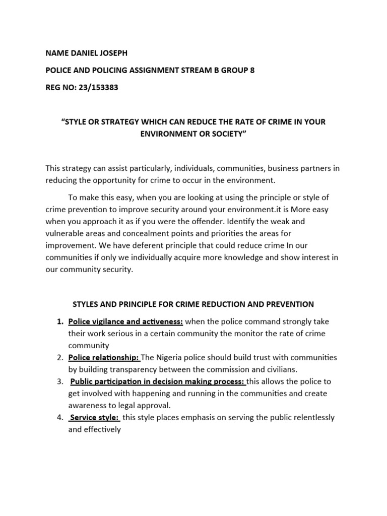 Crime Reduction Strategies for Communities | PDF | Crimes | Crime ...