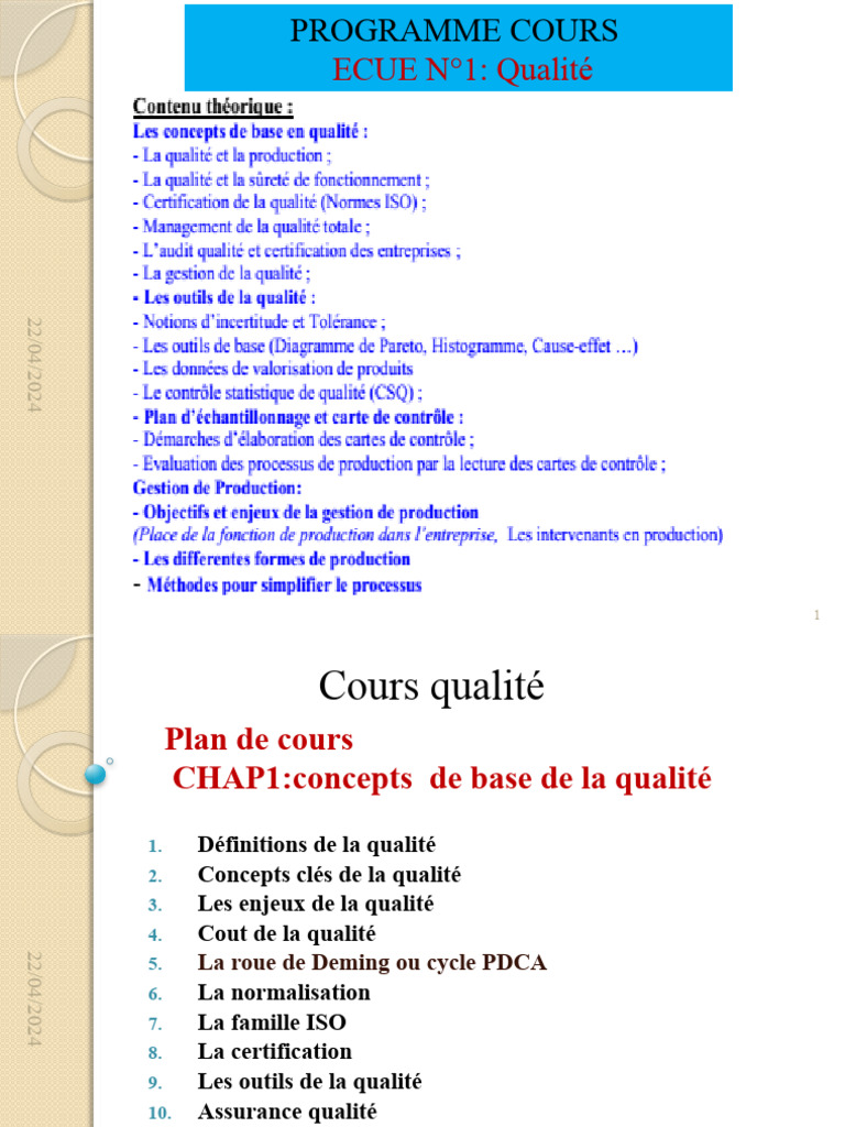 Concepts et enjeux de la qualité | PDF | Management de la qualité ...
