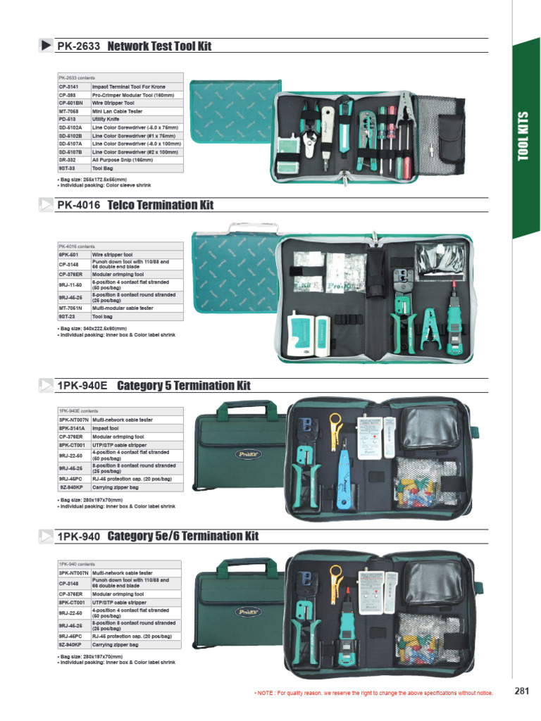 Network Tool Kits Overview | PDF | Manufactured Goods