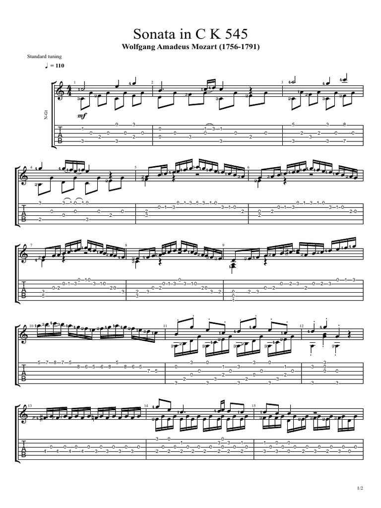 Mozart's Sonata in C K 545 Sheet Music | PDF | Wolfgang Amadeus Mozart ...