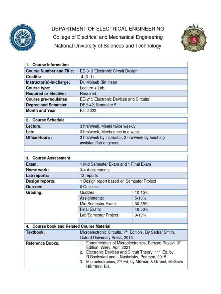 EE-313 Electronic Circuit Design | PDF | Amplifier | Electronic Oscillator