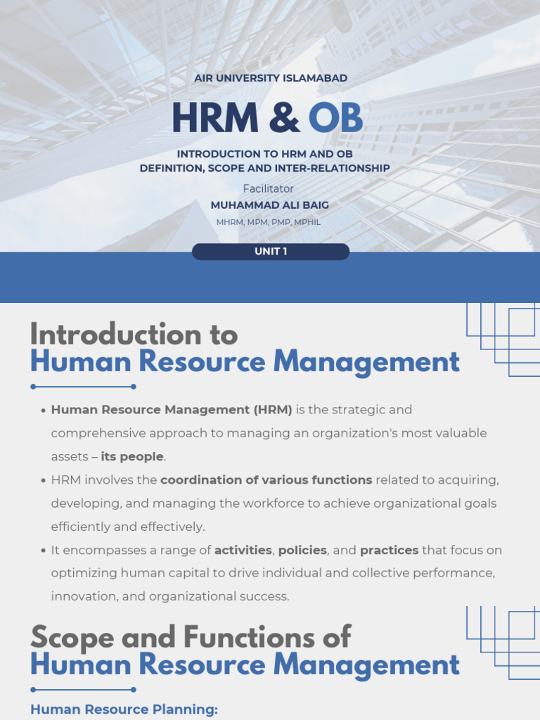 HRM & OB Unit 1 | PDF | Human Resource Management | Organizational Behavior