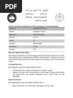 Syllabus and Weekly Teaching Plan of Web Programming-I (Web Fundamentals)