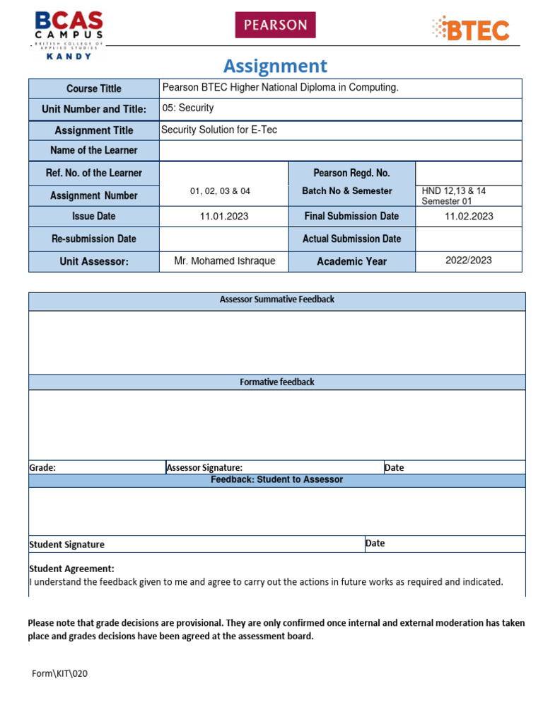 Security Solutions for E-Tec Assignment | PDF | Computer Security ...