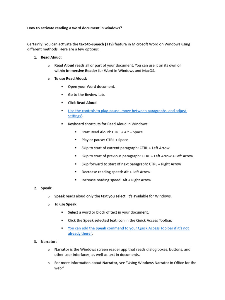 How to activate reading a word document in windows pdf