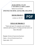 Maharashtra State Board of Technical Education SPM Polytechnic, Kumathe, Solapur Micro Project