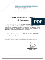 Certificate of Employment Marilyn