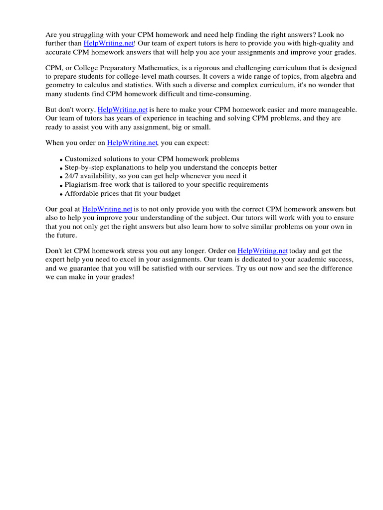 CPM Homework Answers - Get Expert Help For Your Assignments | PDF ...