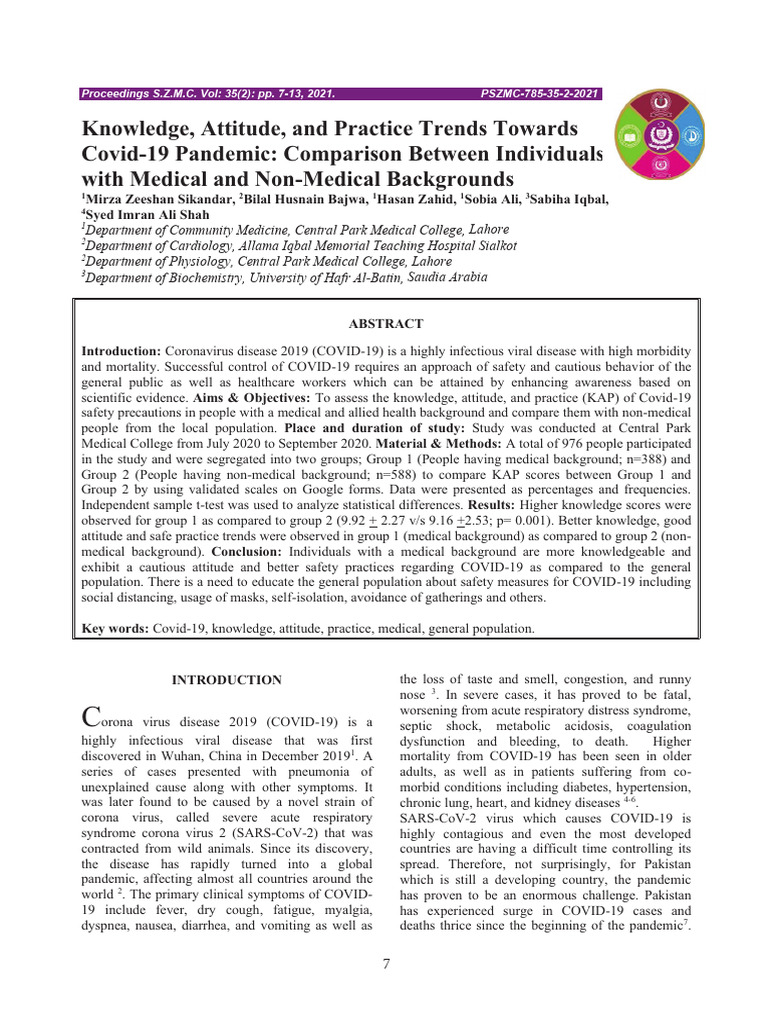 Knowledge and Attitude Trends on COVID-19 | PDF | Medicine | Health Care