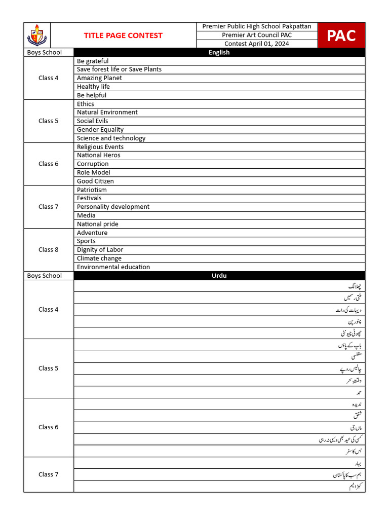 Title Page Competition | PDF | Geometry | Area