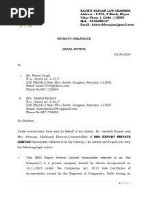 Legal Notice For Mismanagement and Oppression