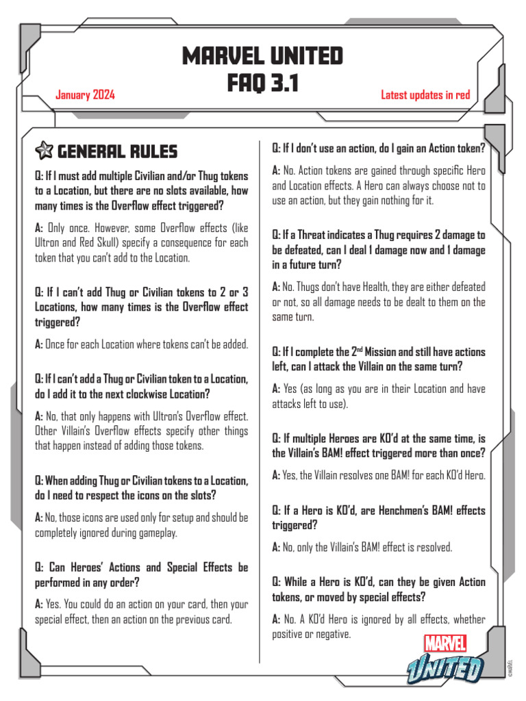 Marvel United FAQ and Gameplay Rules | PDF | Marvel Comics | Marvel ...