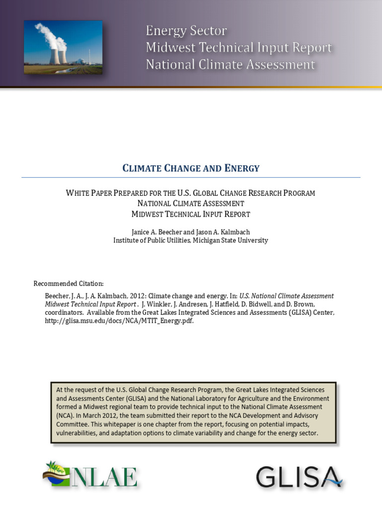Midwest Energy Sector and Climate Change | PDF | Climate Change ...
